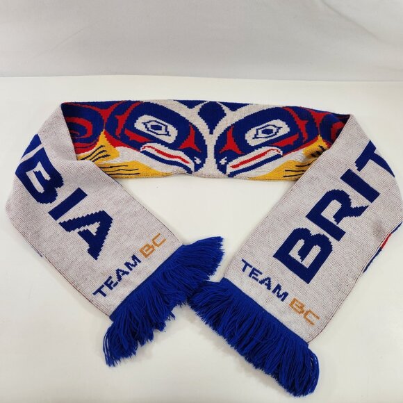 Team BC British Columbia Soccer Scarf First Nations Salmon Fish Design Ruffneck - Picture 1 of 9